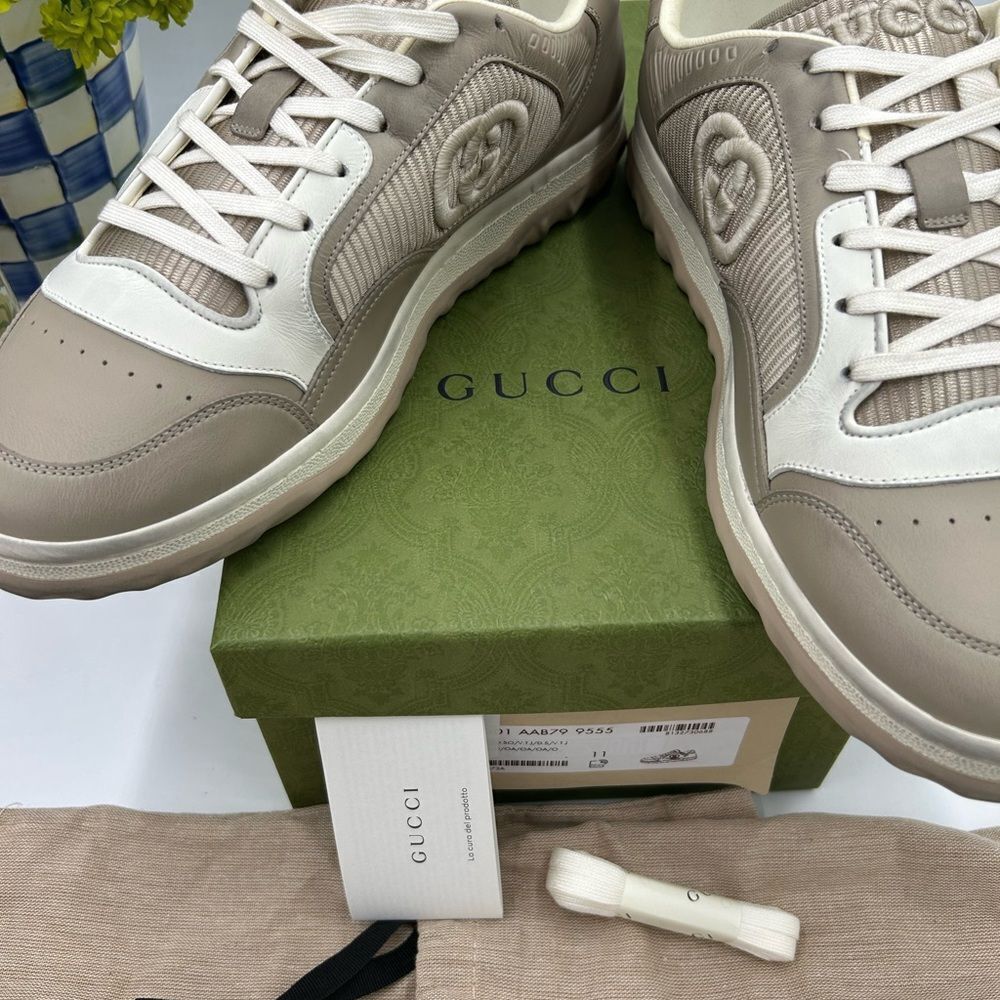 Men's Gucci Mac 80 low top leather  sneakers size 11 fits 11.5 US made in Italy - Picture 12 of 13
